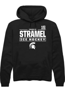 Charlie Stramel  Rally Michigan State Spartans Mens Black NIL Stacked Box Long Sleeve Hoodie