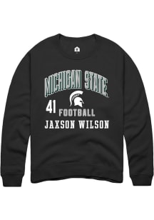 Jaxson Wilson  Rally Michigan State Spartans Mens Black NIL Arch Logo Long Sleeve Crew Sweatshirt