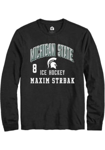 Maxim Strbak  Michigan State Spartans Black Rally NIL Arch Logo Long Sleeve T Shirt