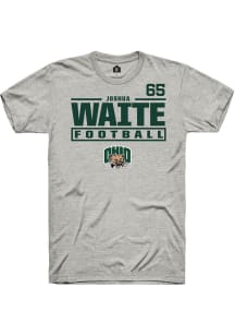 Joshua Waite  Ohio Bobcats Ash Rally Football NIL Stacked Box Short Sleeve T Shirt