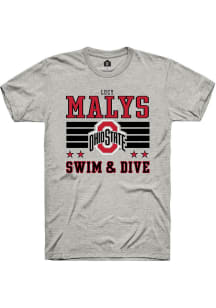 Lucy Malys  Ohio State Buckeyes Ash Rally NIL Striped Short Sleeve T Shirt