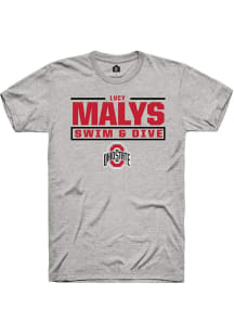 Lucy Malys  Ohio State Buckeyes Ash Rally NIL Stacked Box Short Sleeve T Shirt