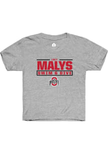 Lucy Malys  Rally Ohio State Buckeyes Youth Grey NIL Stacked Box Short Sleeve T-Shirt