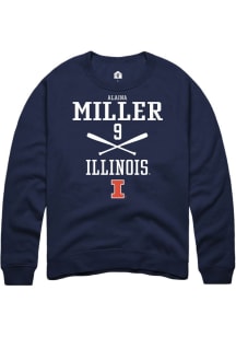 Alaina Miller  Rally Illinois Fighting Illini Mens Navy Blue NIL Sport Icon Long Sleeve Crew Sweat..