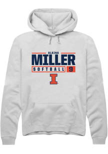 Alaina Miller  Rally Illinois Fighting Illini Mens White NIL Stacked Box Long Sleeve Hoodie