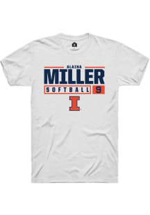 Alaina Miller  Illinois Fighting Illini White Rally NIL Stacked Box Short Sleeve T Shirt