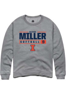 Alaina Miller  Rally Illinois Fighting Illini Mens Graphite NIL Stacked Box Long Sleeve Crew Sweat..