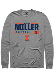 Alaina Miller  Illinois Fighting Illini Graphite Rally NIL Stacked Box Long Sleeve T Shirt