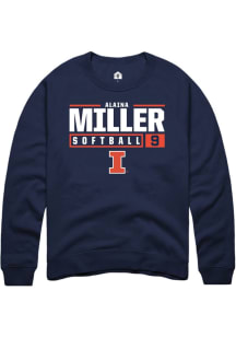 Alaina Miller  Rally Illinois Fighting Illini Mens Navy Blue NIL Stacked Box Long Sleeve Crew Swea..