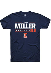 Alaina Miller  Illinois Fighting Illini Navy Blue Rally NIL Stacked Box Short Sleeve T Shirt