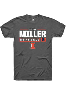 Alaina Miller  Illinois Fighting Illini Dark Grey Rally NIL Stacked Box Short Sleeve T Shirt