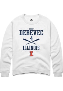 Gabby Debevec  Rally Illinois Fighting Illini Mens White NIL Sport Icon Long Sleeve Crew Sweatshir..