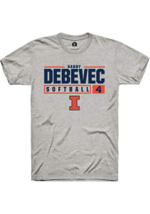 Gabby Debevec  Illinois Fighting Illini Ash Rally NIL Stacked Box Short Sleeve T Shirt