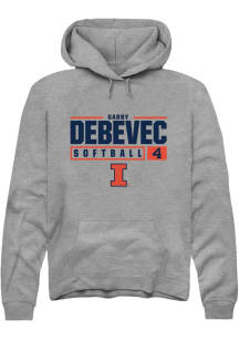 Gabby Debevec  Rally Illinois Fighting Illini Mens Graphite NIL Stacked Box Long Sleeve Hoodie