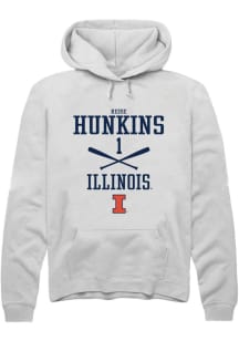 Reese Hunkins  Rally Illinois Fighting Illini Mens White NIL Sport Icon Long Sleeve Hoodie