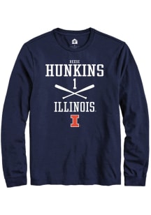 Reese Hunkins  Illinois Fighting Illini Navy Blue Rally NIL Sport Icon Long Sleeve T Shirt
