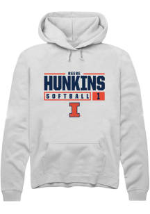 Reese Hunkins  Rally Illinois Fighting Illini Mens White NIL Stacked Box Long Sleeve Hoodie