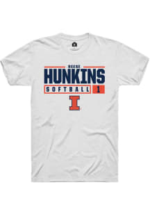 Reese Hunkins  Illinois Fighting Illini White Rally NIL Stacked Box Short Sleeve T Shirt