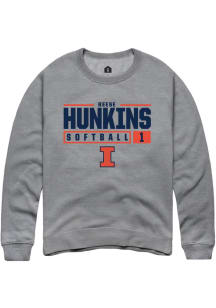 Reese Hunkins  Rally Illinois Fighting Illini Mens Graphite NIL Stacked Box Long Sleeve Crew Sweat..