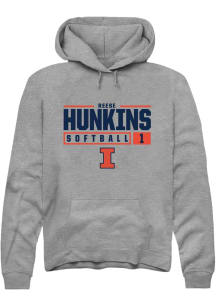Reese Hunkins  Rally Illinois Fighting Illini Mens Graphite NIL Stacked Box Long Sleeve Hoodie