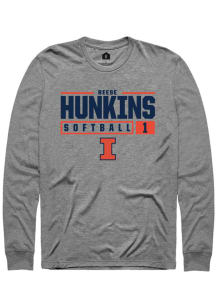 Reese Hunkins  Illinois Fighting Illini Graphite Rally NIL Stacked Box Long Sleeve T Shirt