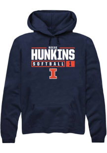 Reese Hunkins  Rally Illinois Fighting Illini Mens Navy Blue NIL Stacked Box Long Sleeve Hoodie