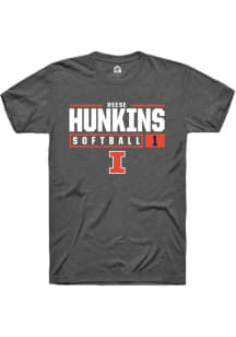 Reese Hunkins  Illinois Fighting Illini Dark Grey Rally NIL Stacked Box Short Sleeve T Shirt