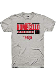 Lauren Homecillo  Nebraska Cornhuskers Ash Rally NIL Stacked Box Short Sleeve T Shirt