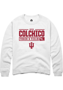 Nico Colchico  Rally Indiana Hoosiers Mens White NIL Stacked Box Long Sleeve Crew Sweatshirt