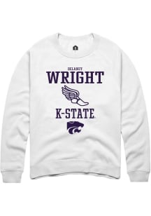 Delaney Wright  Rally K-State Wildcats Mens White NIL Sport Icon Long Sleeve Crew Sweatshirt