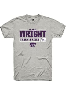 Delaney Wright  K-State Wildcats Ash Rally NIL Stacked Box Short Sleeve T Shirt