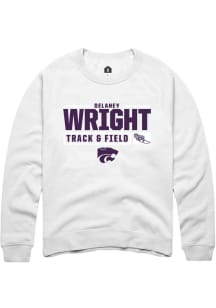 Delaney Wright  Rally K-State Wildcats Mens White NIL Stacked Box Long Sleeve Crew Sweatshirt