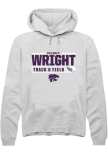 Delaney Wright  Rally K-State Wildcats Mens White NIL Stacked Box Long Sleeve Hoodie