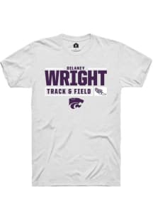 Delaney Wright  K-State Wildcats White Rally NIL Stacked Box Short Sleeve T Shirt