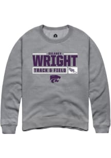 Delaney Wright  Rally K-State Wildcats Mens Graphite NIL Stacked Box Long Sleeve Crew Sweatshirt