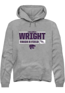 Delaney Wright  Rally K-State Wildcats Mens Graphite NIL Stacked Box Long Sleeve Hoodie