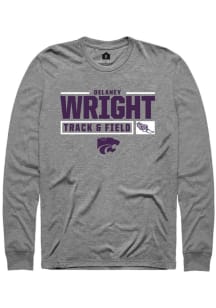 Delaney Wright  K-State Wildcats Graphite Rally NIL Stacked Box Long Sleeve T Shirt