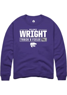 Delaney Wright  Rally K-State Wildcats Mens Purple NIL Stacked Box Long Sleeve Crew Sweatshirt