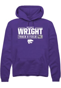 Delaney Wright  Rally K-State Wildcats Mens Purple NIL Stacked Box Long Sleeve Hoodie