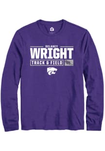 Delaney Wright  K-State Wildcats Purple Rally NIL Stacked Box Long Sleeve T Shirt