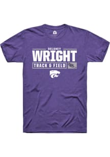 Delaney Wright  K-State Wildcats Purple Rally NIL Stacked Box Short Sleeve T Shirt