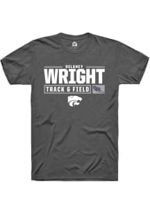 Delaney Wright  K-State Wildcats Dark Grey Rally NIL Stacked Box Short Sleeve T Shirt