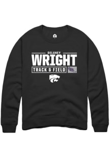 Delaney Wright  Rally K-State Wildcats Mens Black NIL Stacked Box Long Sleeve Crew Sweatshirt
