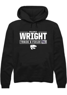 Delaney Wright  Rally K-State Wildcats Mens Black NIL Stacked Box Long Sleeve Hoodie