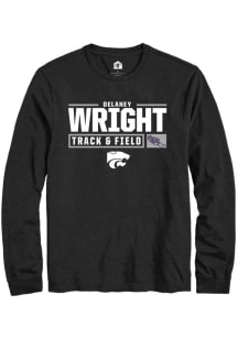 Delaney Wright  K-State Wildcats Black Rally NIL Stacked Box Long Sleeve T Shirt