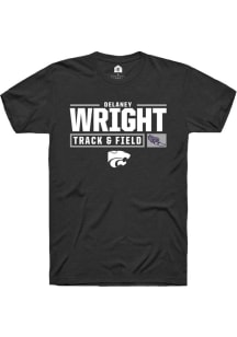 Delaney Wright  K-State Wildcats Black Rally NIL Stacked Box Short Sleeve T Shirt