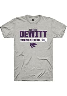 Lindsey DeWitt  K-State Wildcats Ash Rally NIL Stacked Box Short Sleeve T Shirt