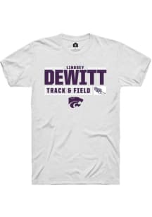Lindsey DeWitt  K-State Wildcats White Rally NIL Stacked Box Short Sleeve T Shirt