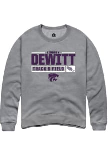 Lindsey DeWitt  Rally K-State Wildcats Mens Graphite NIL Stacked Box Long Sleeve Crew Sweatshirt
