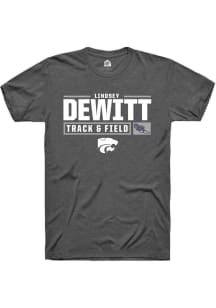Lindsey DeWitt  K-State Wildcats Dark Grey Rally NIL Stacked Box Short Sleeve T Shirt